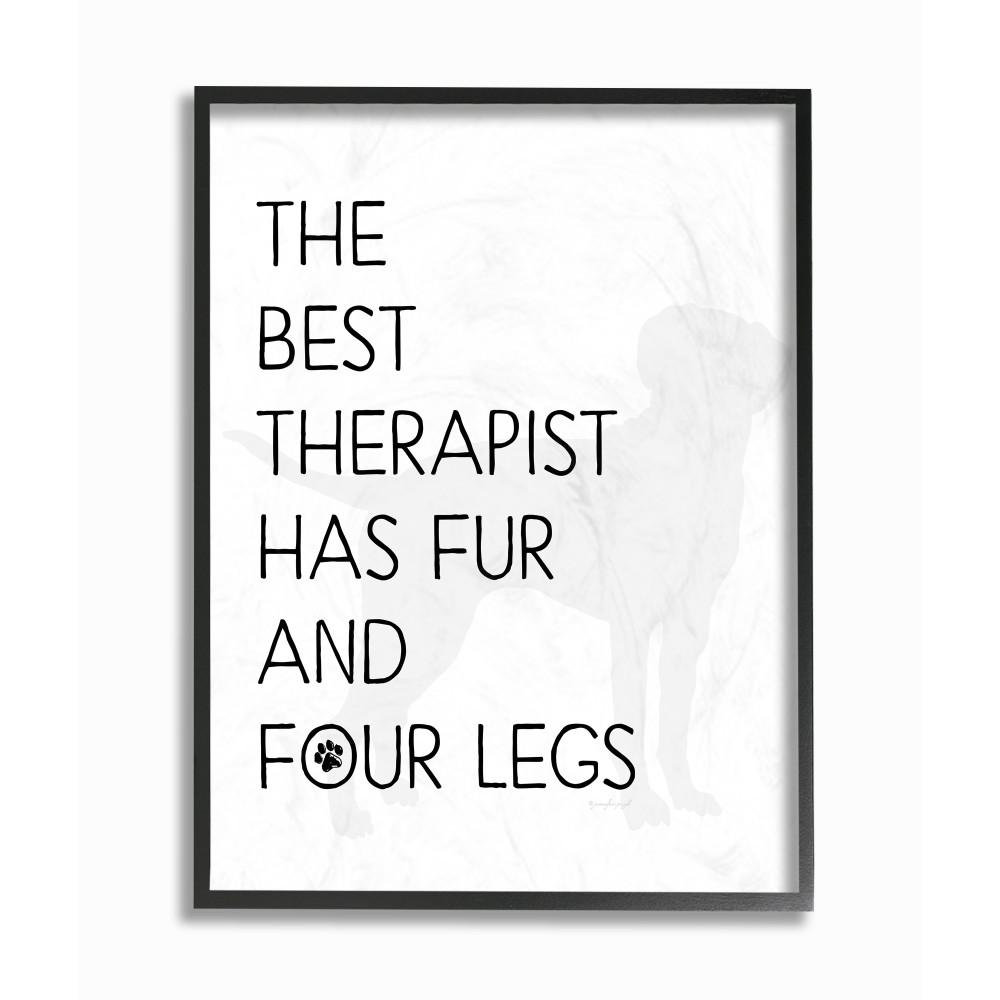 The Stupell Home Decor Collection 11 In X 14 In The Best Therapist Has Fur And Four Legs Black And White Pet Black Framed Wall Art By Jennifer Pugh Pwp 217 Fr 11x14 The Home
