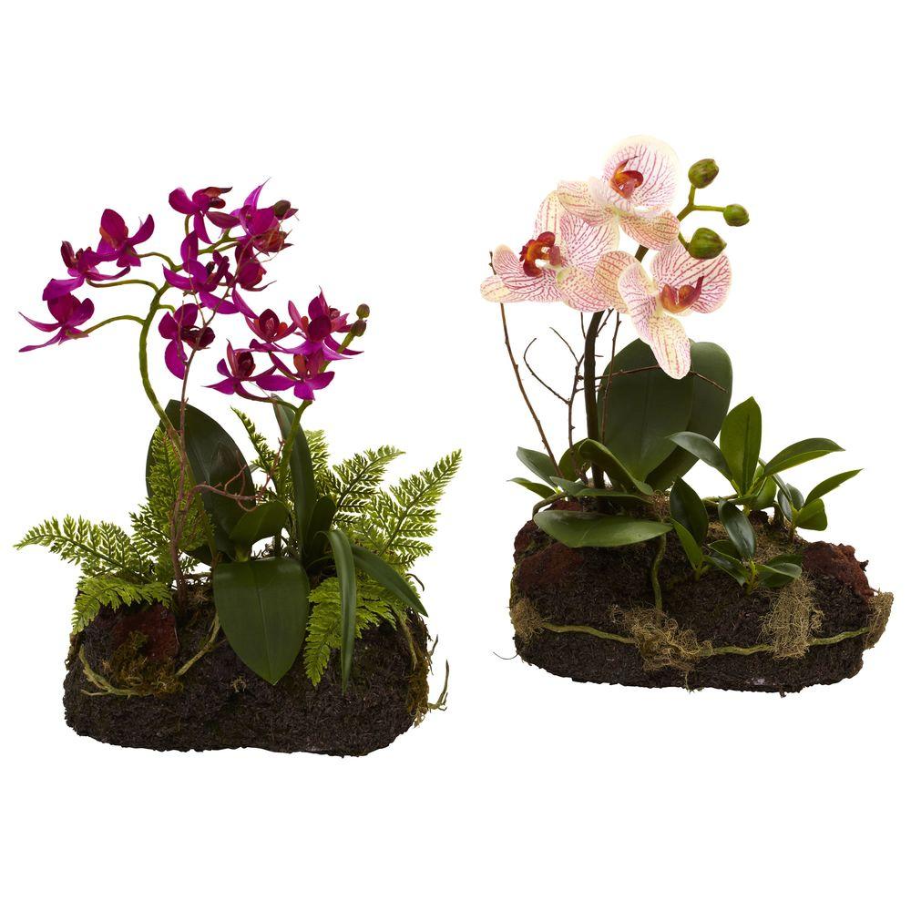 Nearly Natural Orchid Island (Set of 2)4835S2 The Home Depot