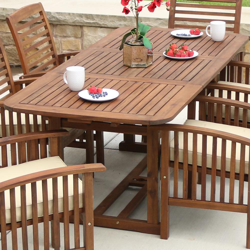 Walker Edison Furniture Company Boardwalk Dark Brown Acacia Wood   Walker Edison Furniture Company Patio Dining Tables Hdwtexdb 64 1000 