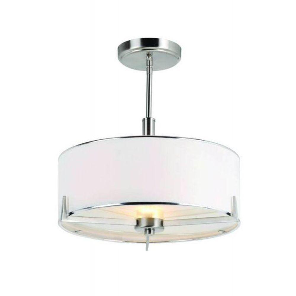 Bel Air Lighting Cabernet Collection 2 Light Brushed Nickel Semi Flush Mount With White Linen Shade Bel Air Lighting Cabernet Collection 2 Light Brushed Nickel Semi Flush Mount With White Linen Shade