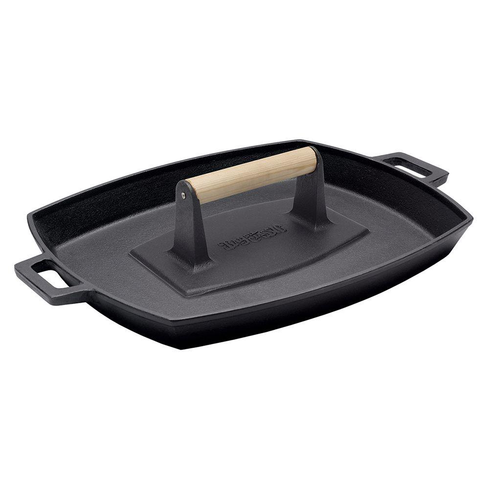 12 in. x 14 in. Cast-Iron Shallow Pan with Bacon Press