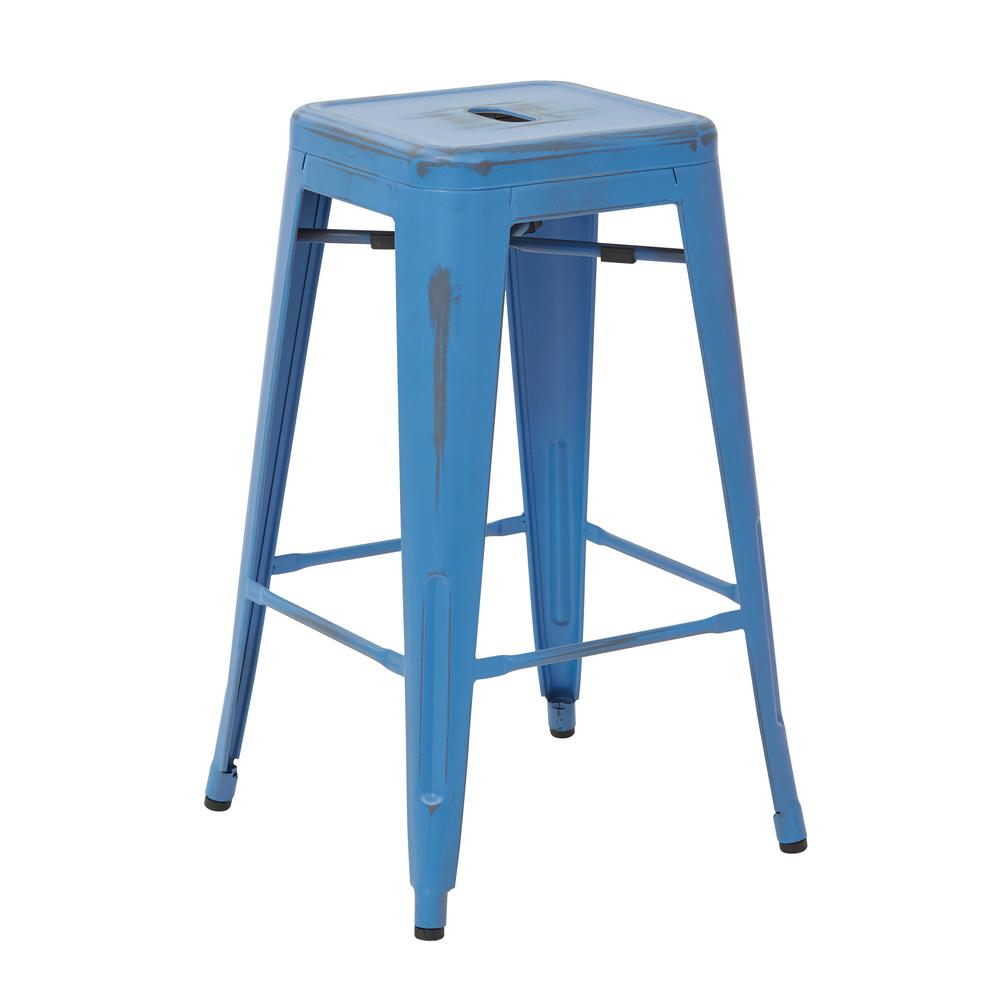 Work Smart Bristow 26 In Antique Royal Blue Metal Barstools 2 Pack Antique Royal Blue Metal Barstools 2 Pack