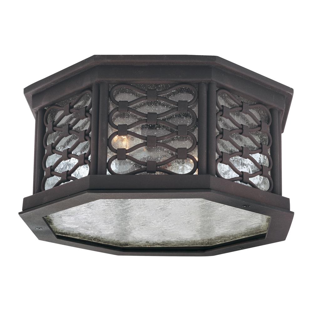 Water Resistant Outdoor Flush Mount Lights Ceiling Los Olivos 2 Light Old Iron Outdoor Flushmount