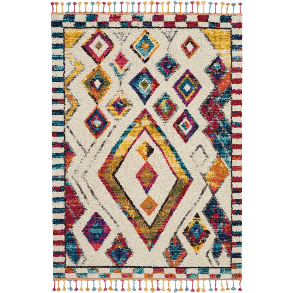 Nourison Moroccan Casbah 5' x 8' White Multicolor Colorful Area Rug