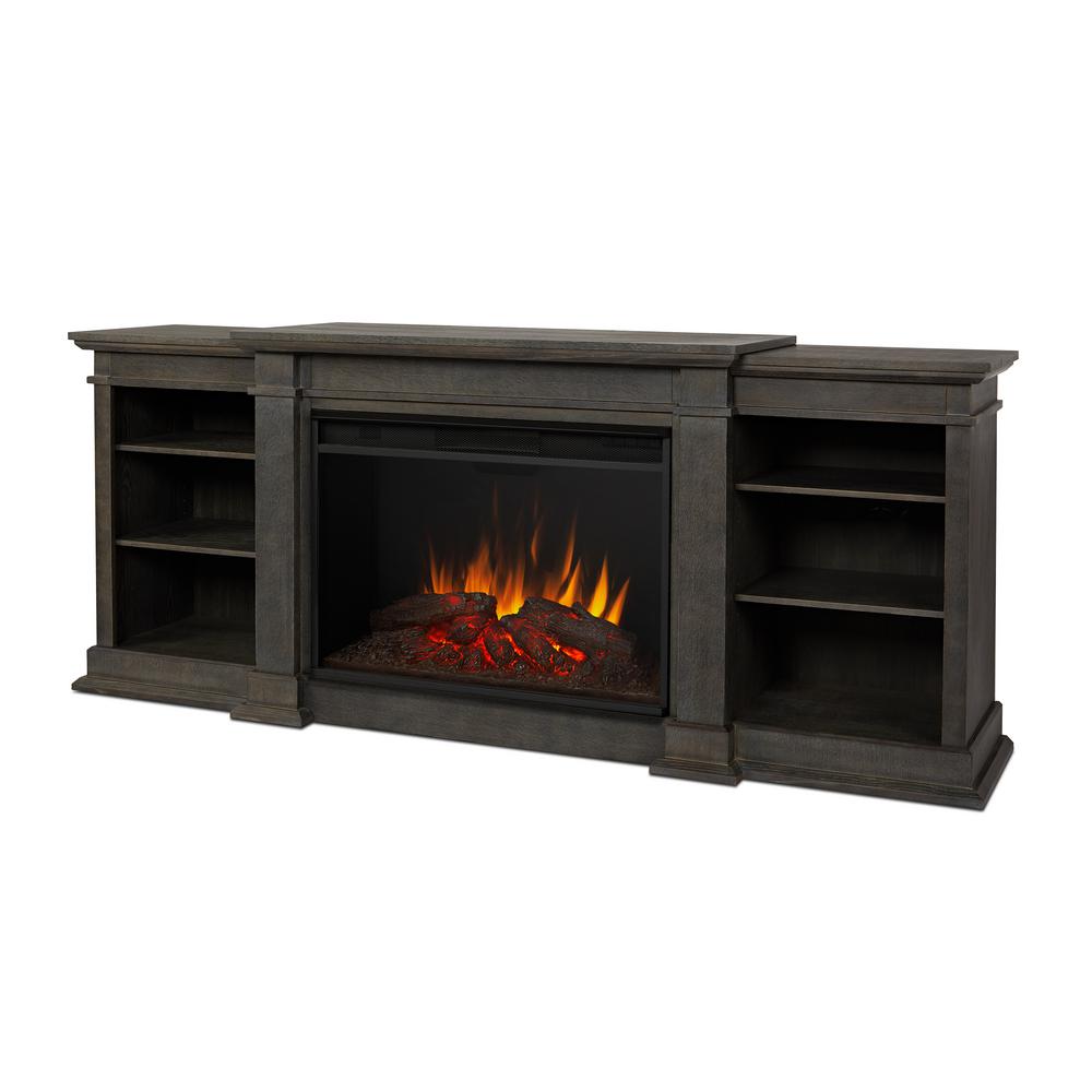 Real Flame Eliot Grand 81 In Electric Fireplace Tv Stand Entertainment Center Antique Gray