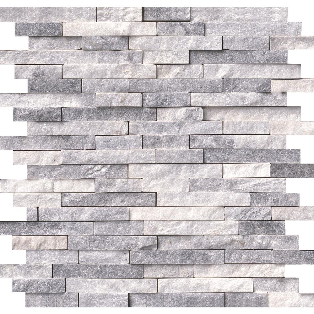 Gray Mosaic Tile Backsplash alaska gray split face 12 in x 12 in x 10 mm marble mesh