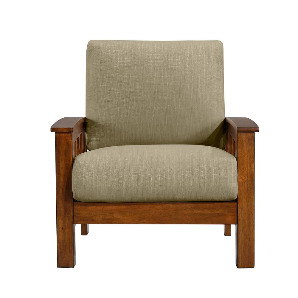 Handy Living Omaha Mission Style Arm Chair With Exposed Cherry Wood Frame In Barley Tan Linen 340c Lin82 175c The Home Depot