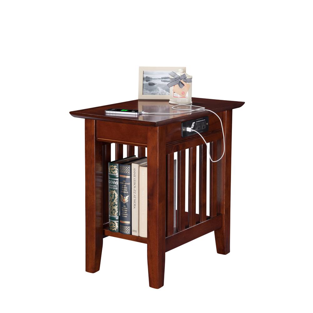Atlantic Furniture Mission Walnut Chair Side Table With Charging Atlantic Furniture Mission Walnut Chair Side Table With Charging Station