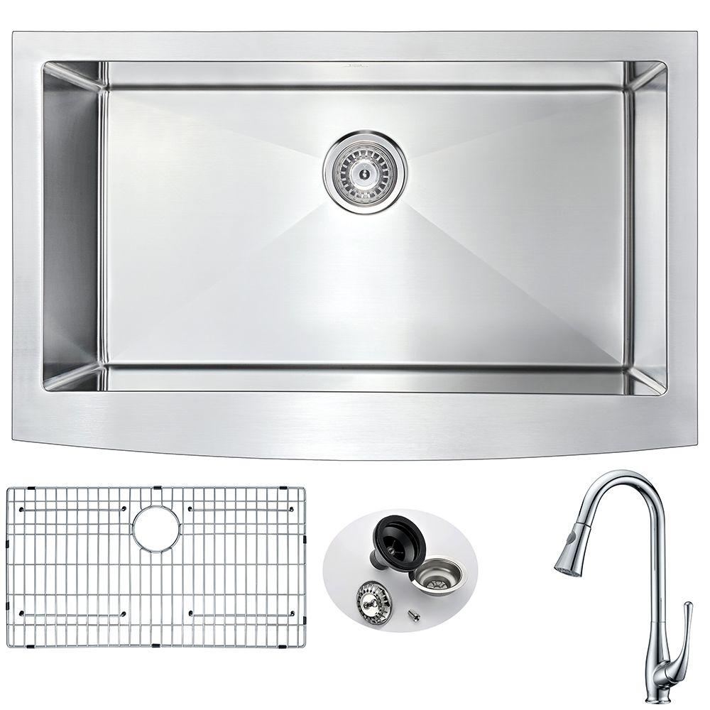 Anzzi Elysian Farmhouse Stainless Steel 32 In 0 Hole Kitchen Sink Anzzi Elysian Farmhouse Stainless Steel 32 In 0 Hole Kitchen Sink And Faucet Set