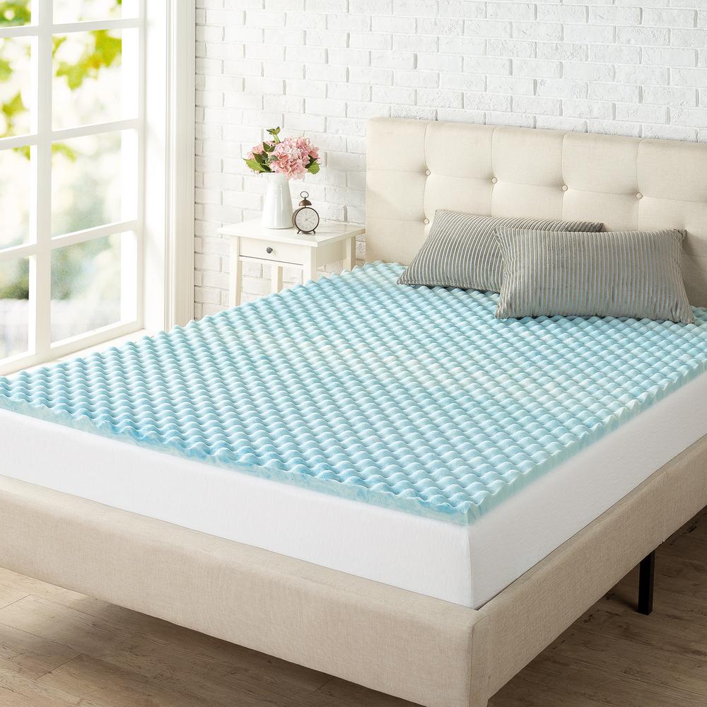 Zinus 1 5 In King Size Swirl Gel Memory Foam Air Flow Mattress King Size Swirl Gel Memory Foam Air Flow Mattress Topper Hd Swft 150k The Home Depot