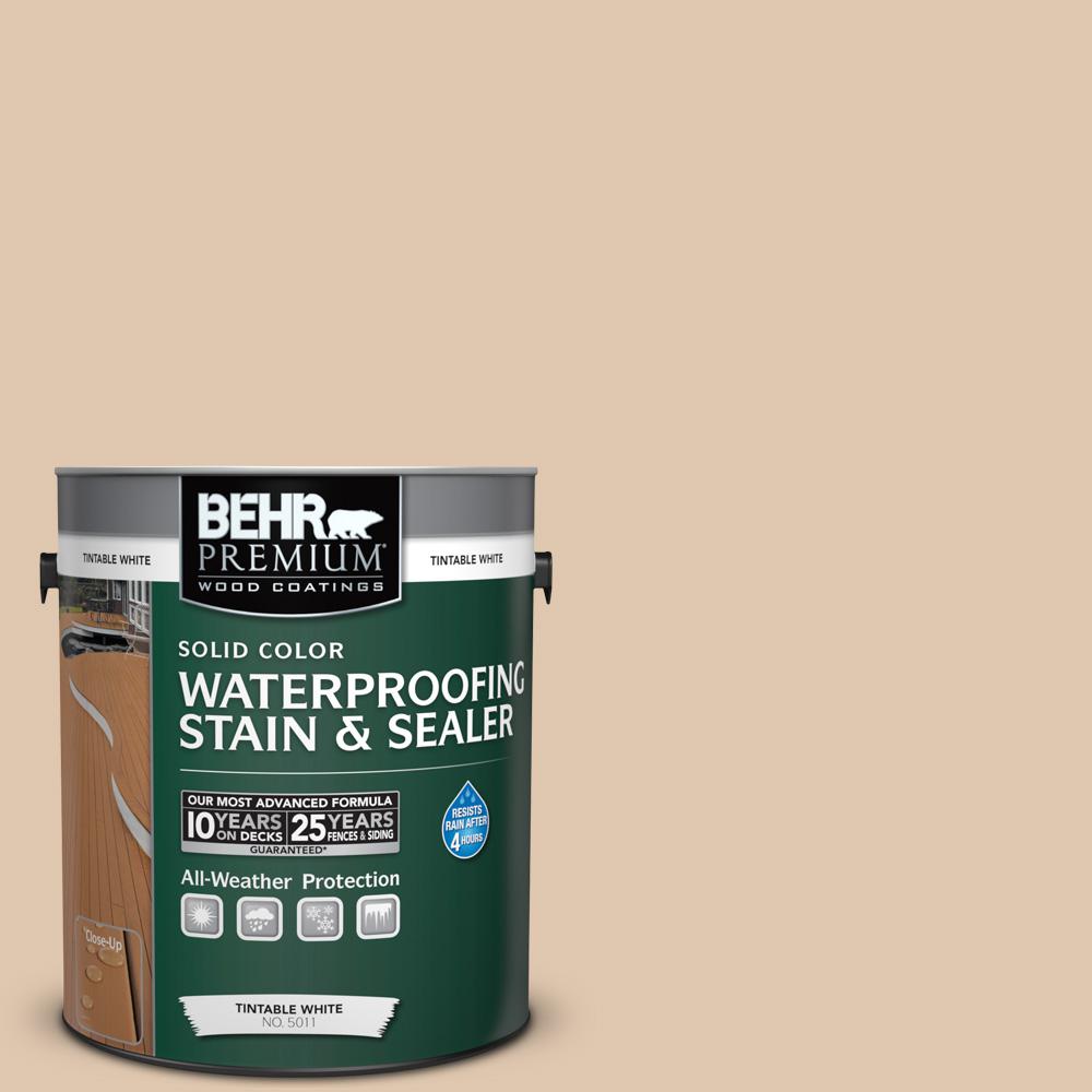 BEHR Premium 1 Gal. #N260-2 Almond Latte Solid Color Waterproofing ...