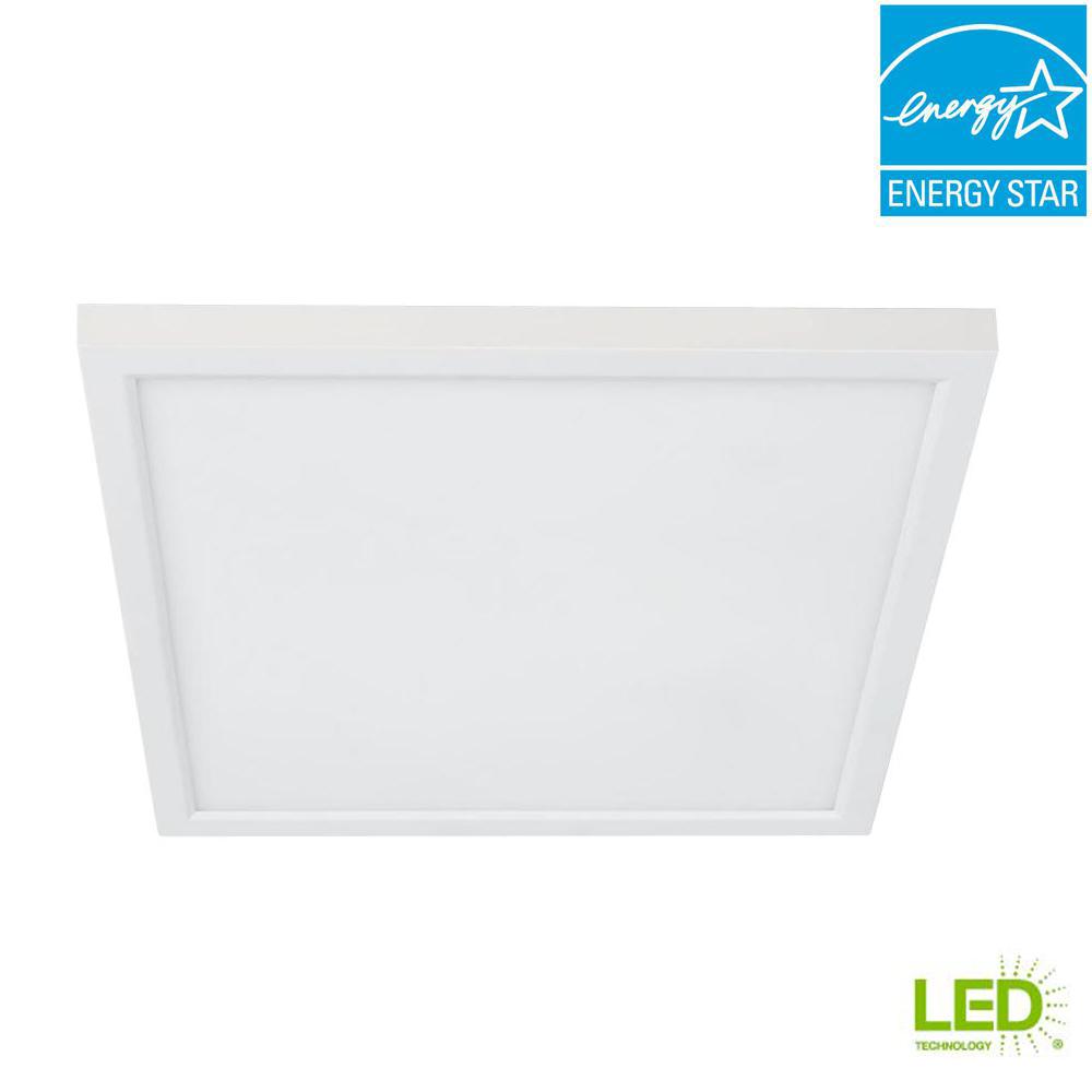 Commercial Electric 4 In J Box 8 Watt Dimmable White Integrated Led Square Flat Panel Ceiling Flush Mount Light With Color Changing Cct