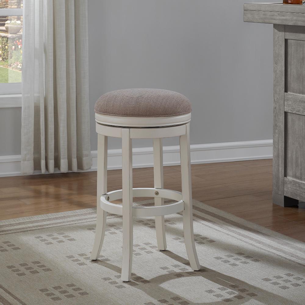 American Woodcrafters Aversa 30 In Distressed Antique White American Woodcrafters Aversa 30 In Distressed Antique White Backless Swivel Bar Stool