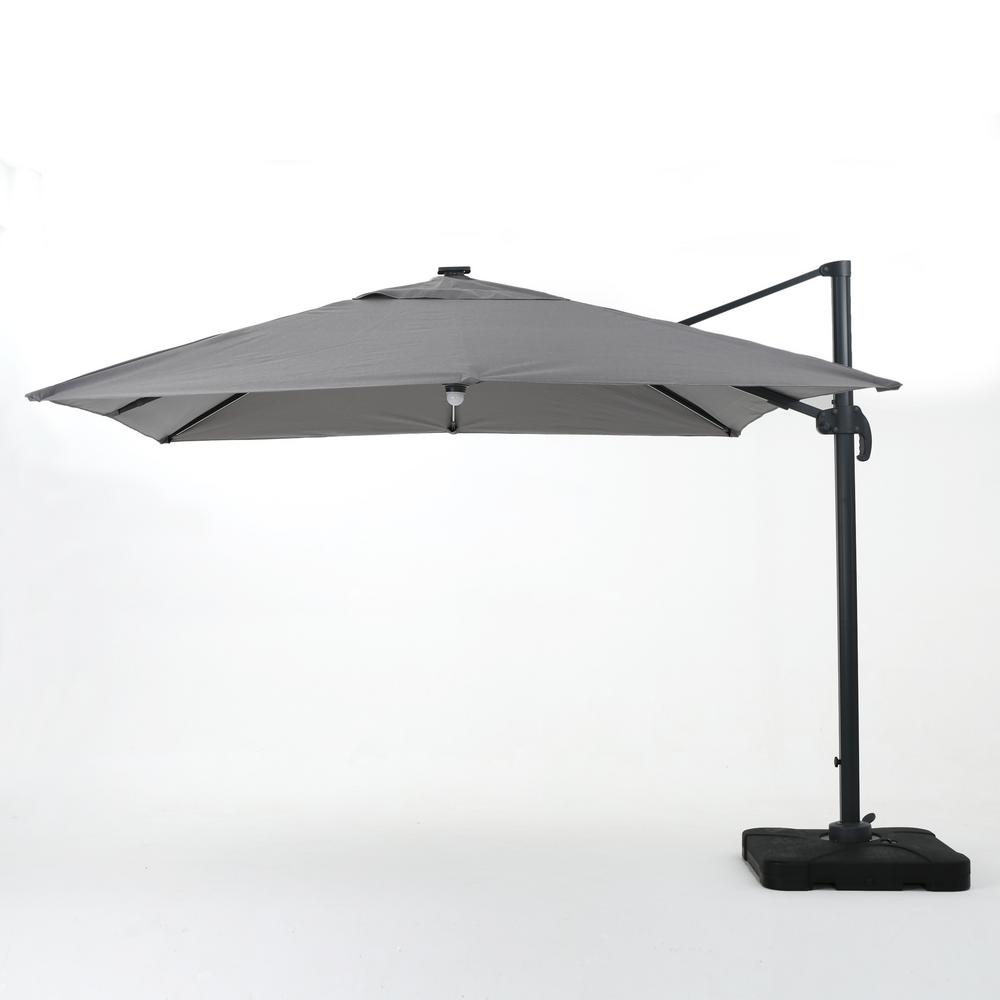 Noble House 971 Ft Aluminum Cantilever Solar Tilt Patio Umbrella In Gray