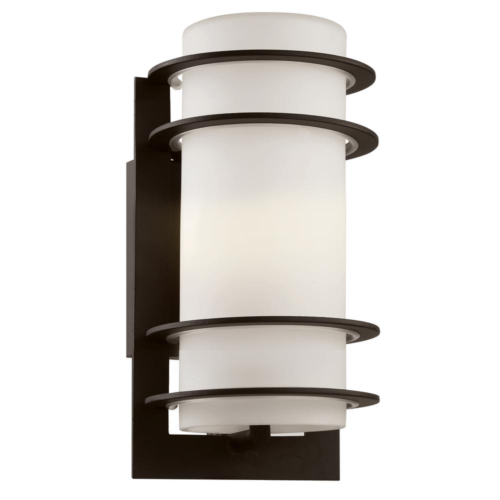 Bel Air Lighting Outdoor Wall Mounted 1 Light Outdoor Black Cylinder Wall Lantern With Frosted Glass