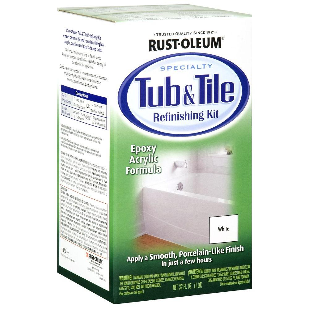 Rust-Oleum Specialty 1 qt. White Tub and Tile Refinishing Kit ...