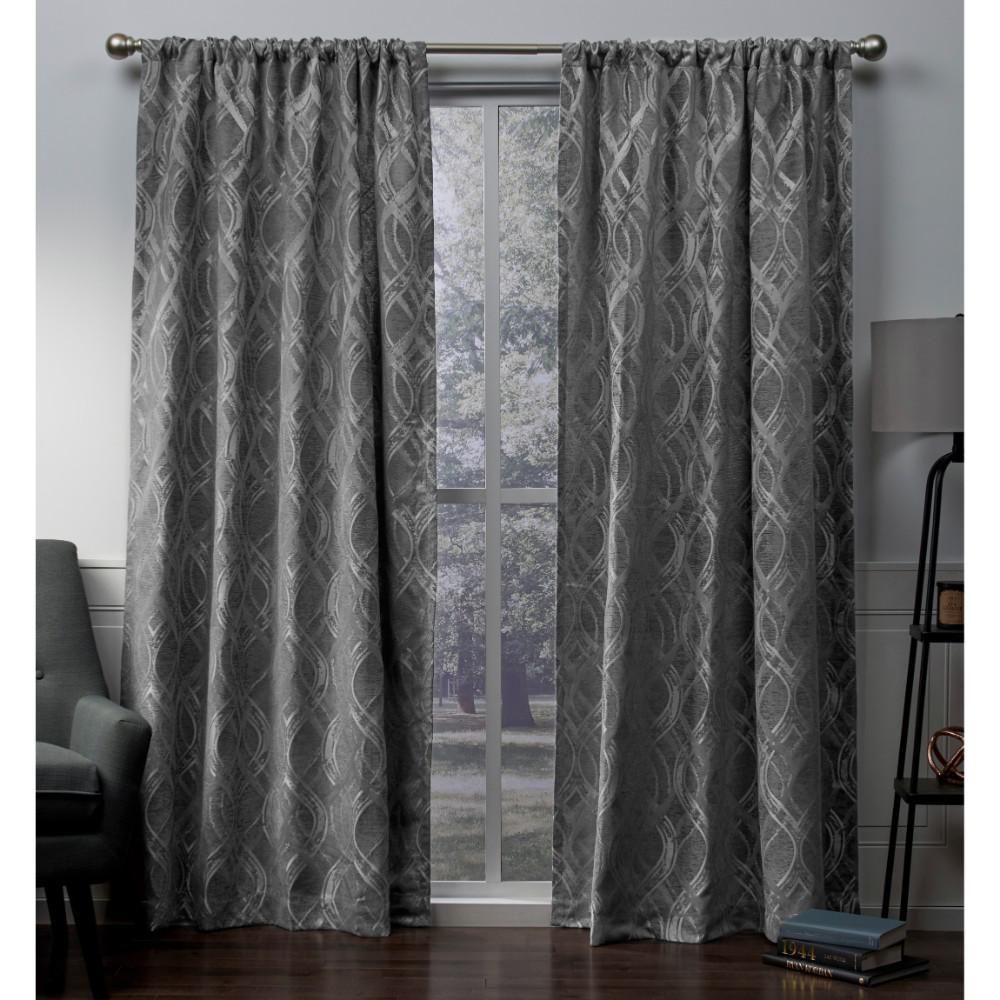Contemporary Curtains D Window Treatments The Home Depot Elena Soft Grey Wave Chenille Rod Pocket Top Window Curtain