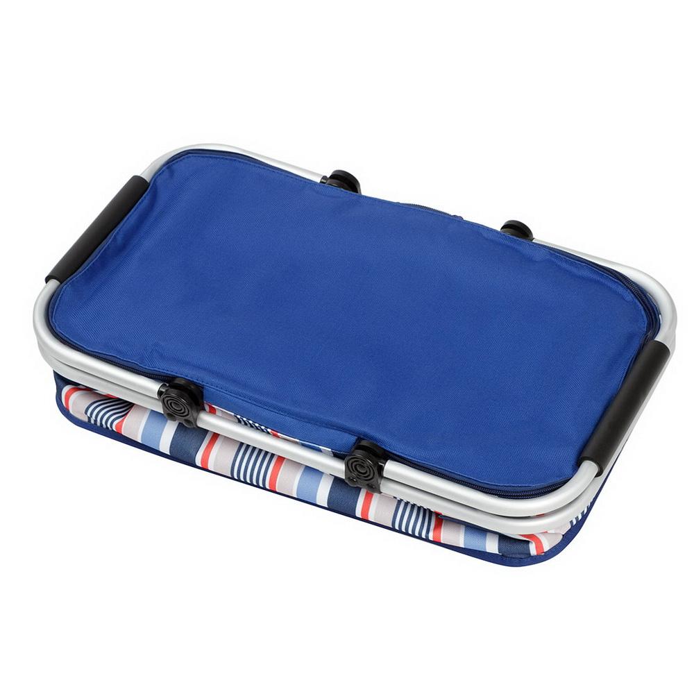 North Sunshine 1 Gal. Foldable Thermal Insulation Picnic Basket Blue Strips Storage Box