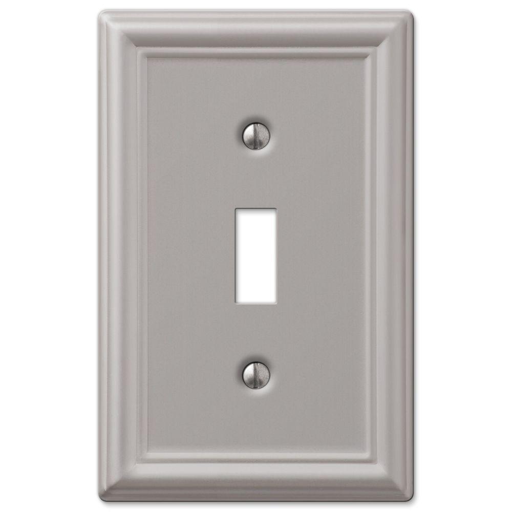 Nickel Switch Plates Wall The Home Depot Ascher 1 Toggle Wall Plate Brushed Nickel Steel