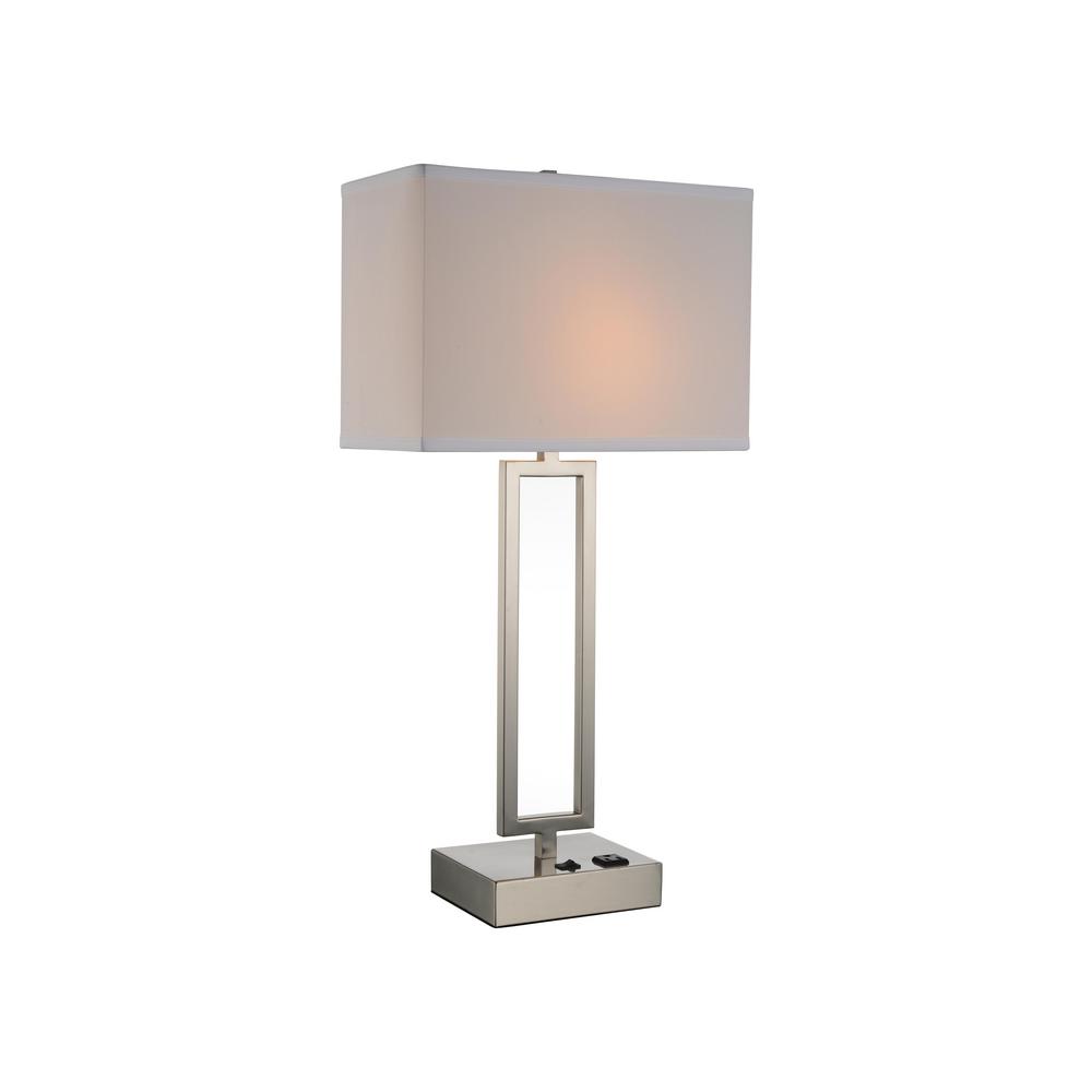 Cwi Lighting Torren 28 In Satin Nickel Table Lamp With White Shade