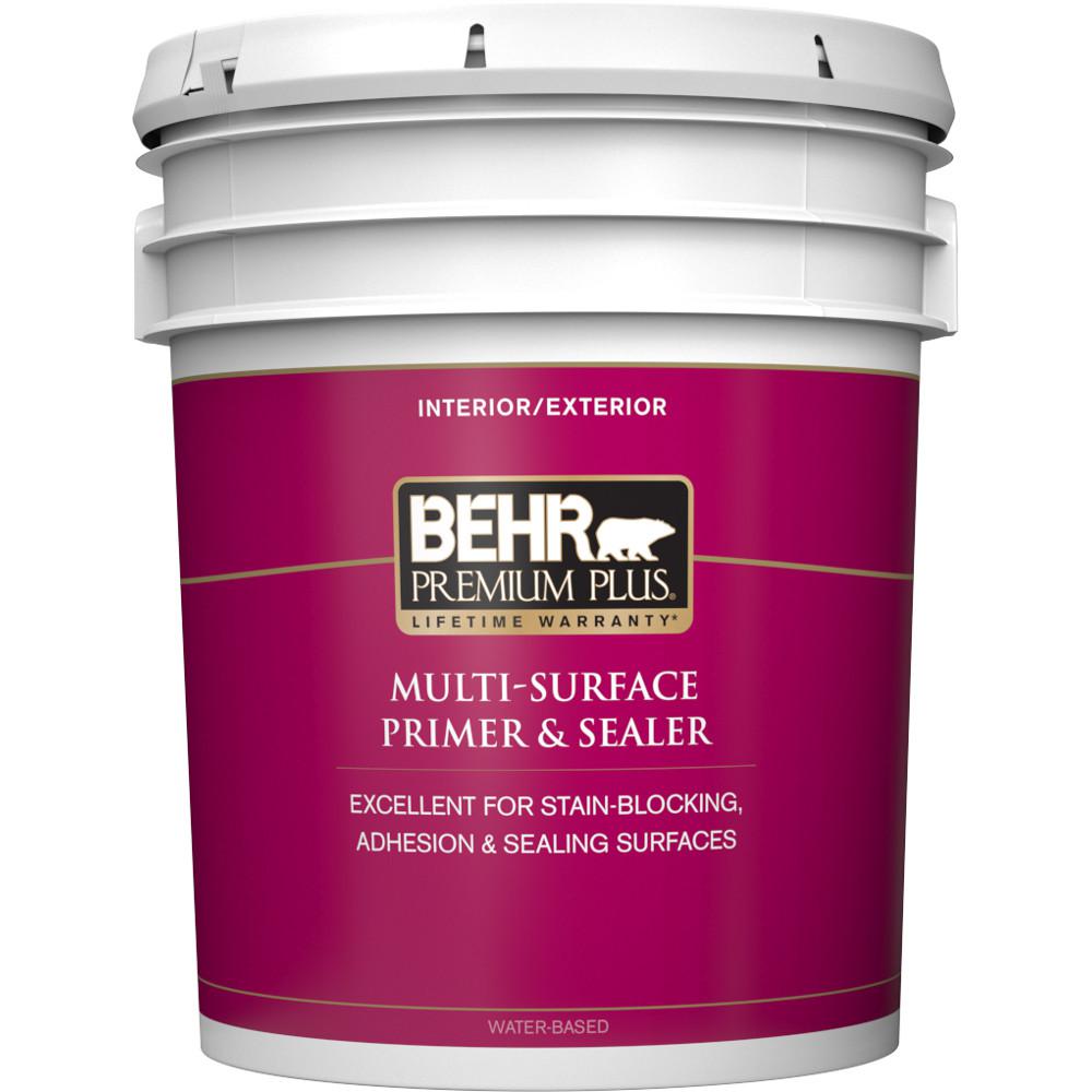 BEHR Premium Plus 5 gal. White Acrylic Interior/Exterior MultiSurface