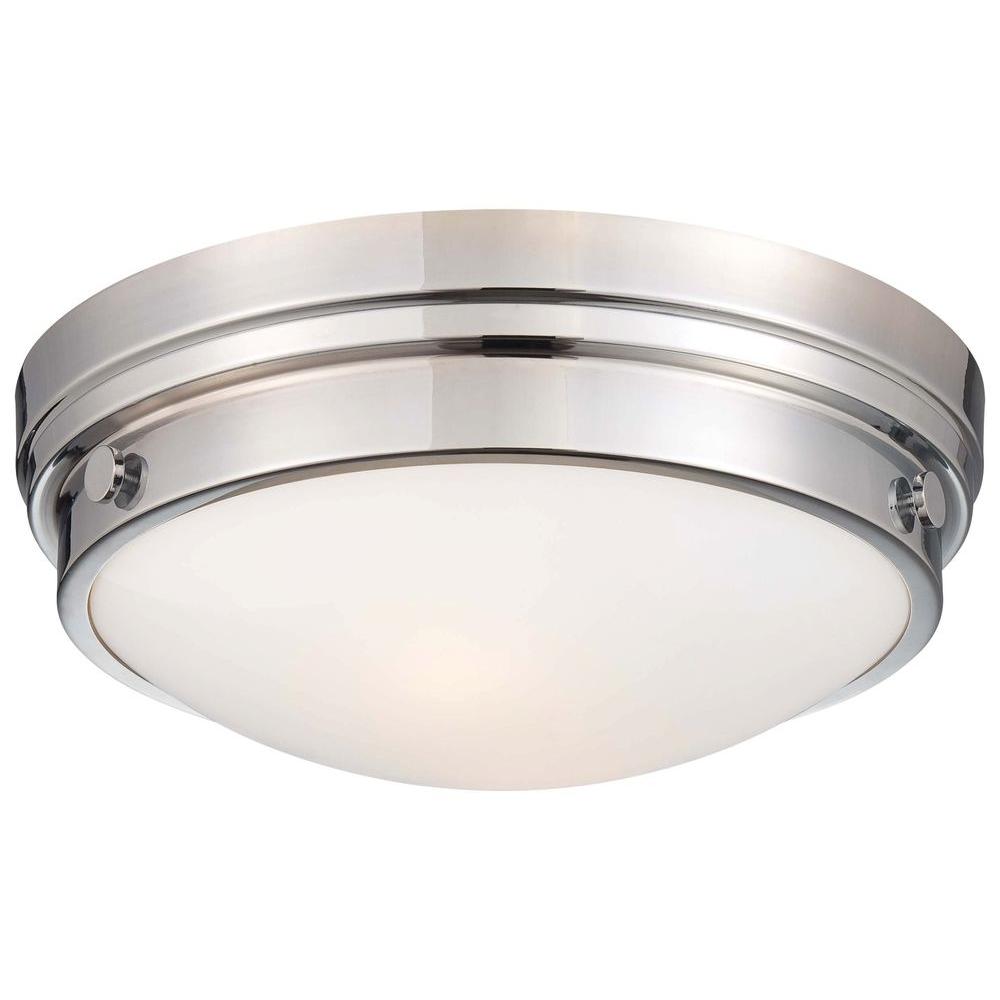 Minka Lavery 2 Light Chrome Flush Mount 823 77 The Home Depot Minka Lavery 2 Light Chrome Flush Mount