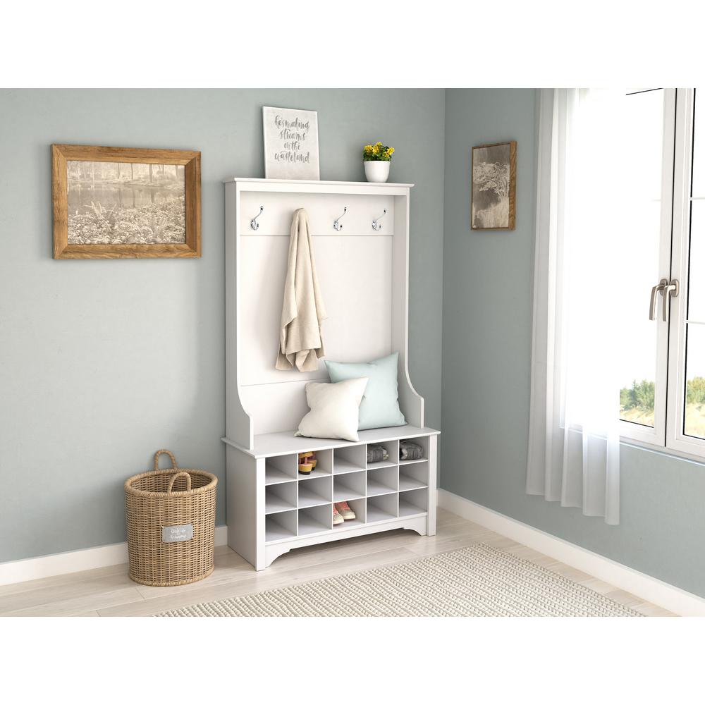 Prepac White Hall Tree With Shoe Storage Wsog 0011 1 The Home Depot Hall Tree With Shoe Storage Wsog 0011