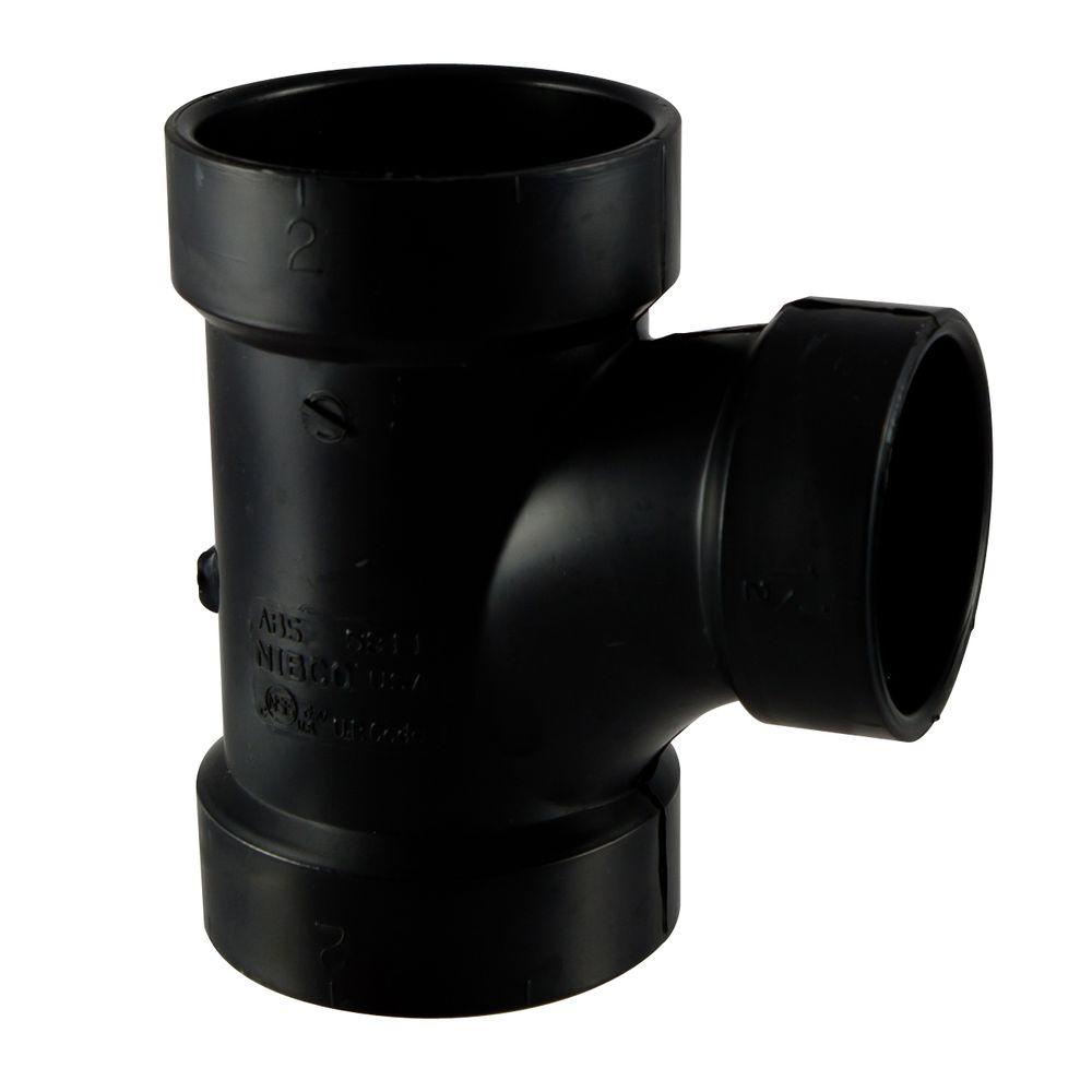 4 inch x 4 inch x 3 inch ABS DWV Hub x Hub x Hub Sanitary Tee