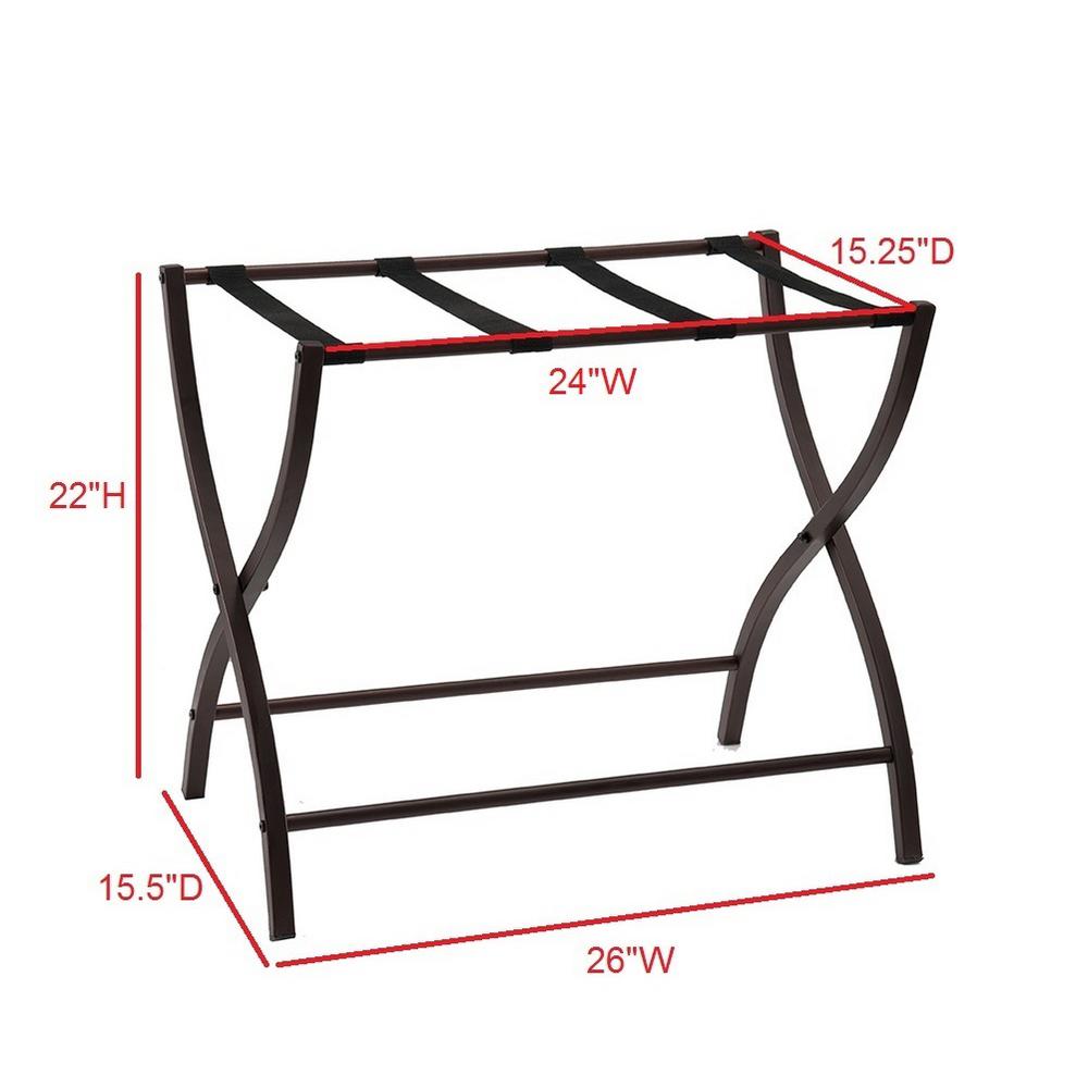 Kings Brand Furniture Metal Folding Luggage Rack Bronze