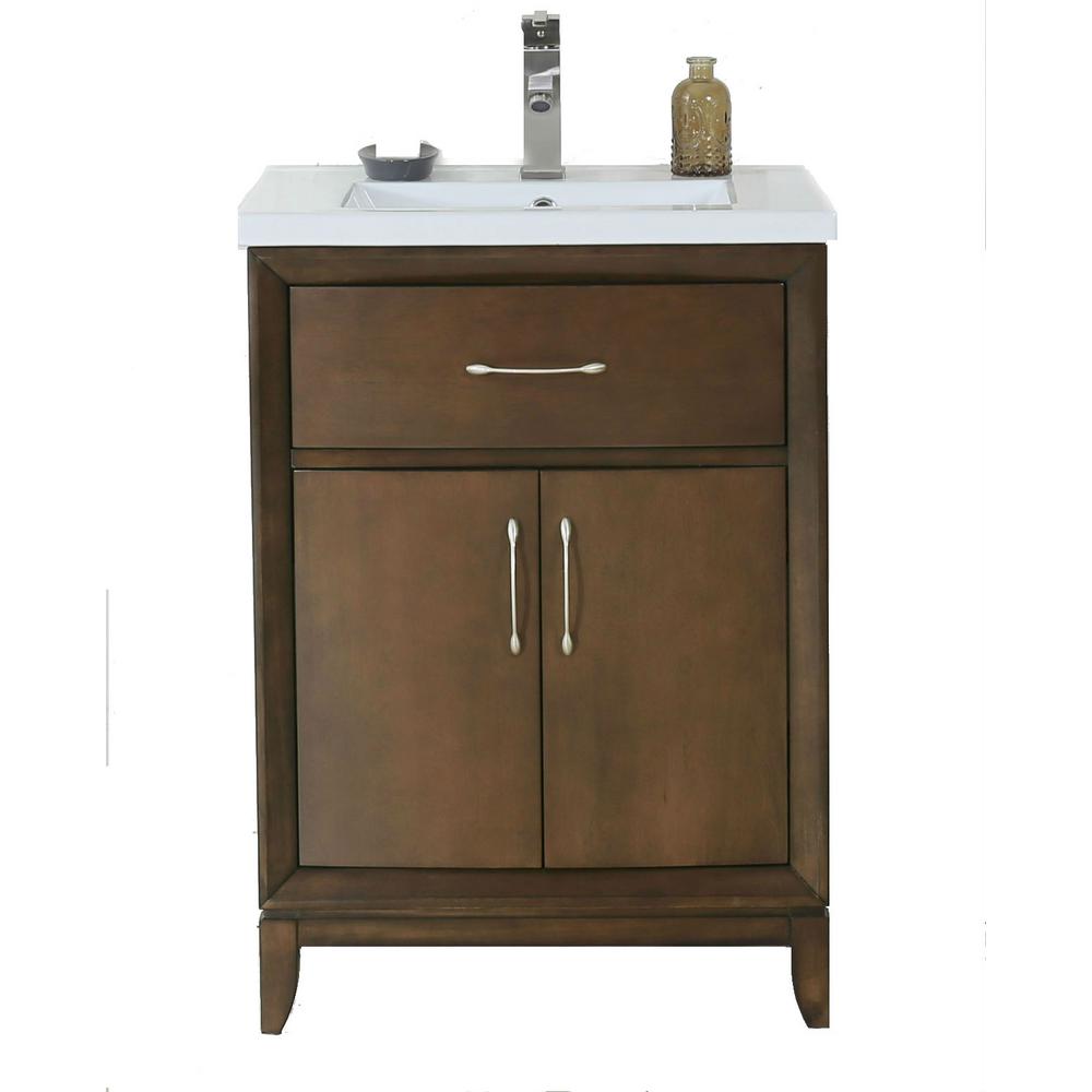 24 In Vanity In Antique Coffee With Ceramic Vanity Top In White