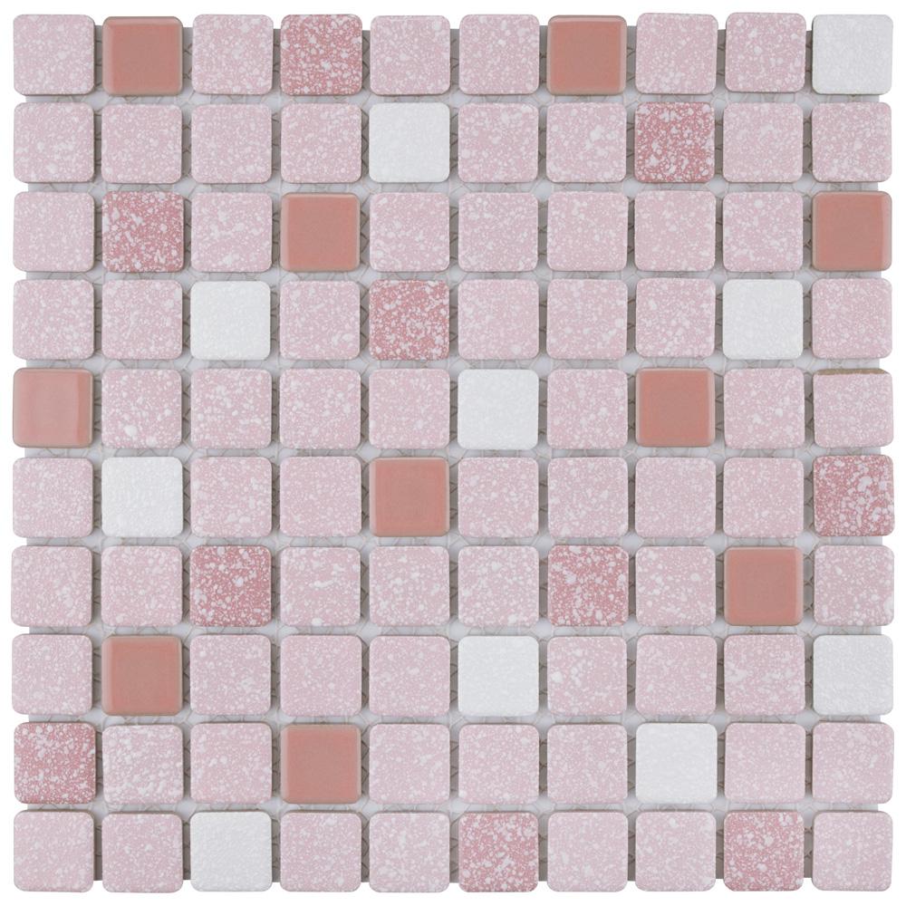 Merola Tile Crystalline Square Pink 11-3/4 in. x 11-3/4 in ...