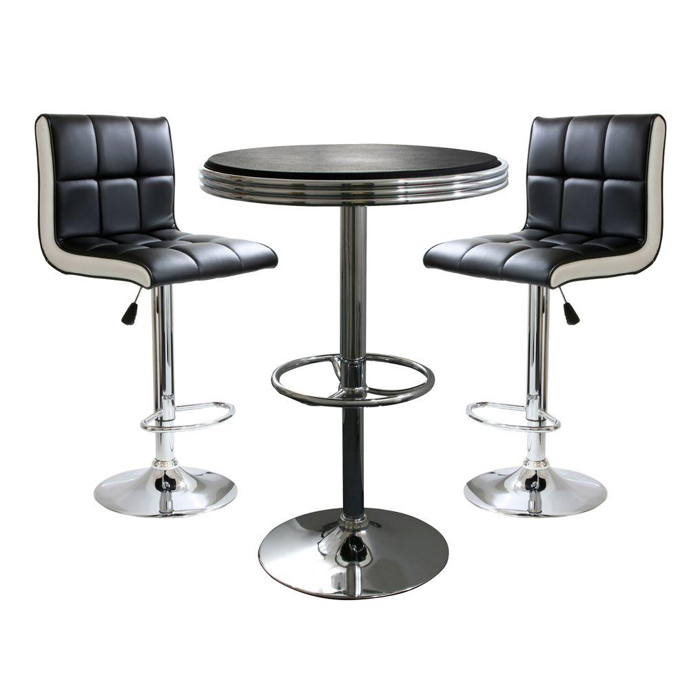 AmeriHome Retro Style 37 in. Adjustable Height Bar Table Set in ... AmeriHome Retro Style 37 in. Adjustable Height Bar Table Set in ...