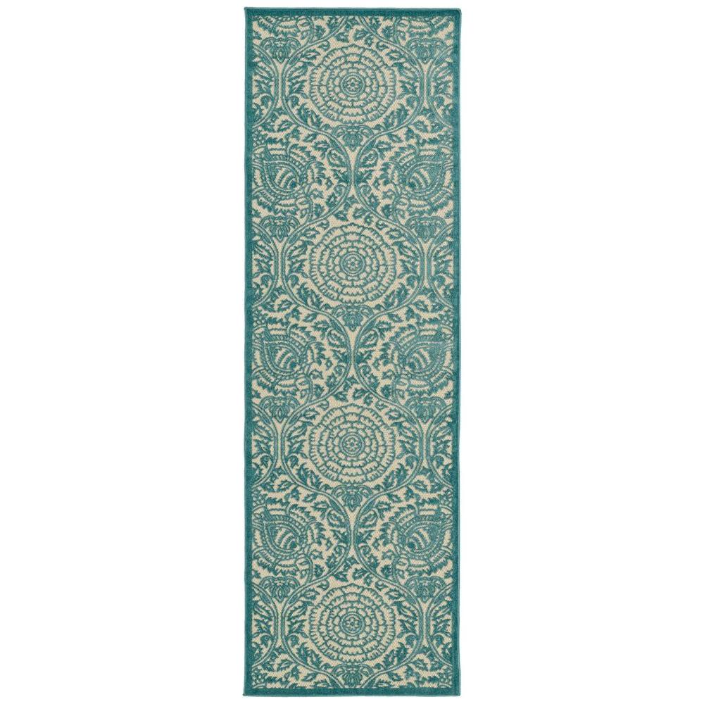 Kaleen Five Seasons Blue 2 ft. 6 in. x 7 ft. 10 in. Indoor/Outdoor Rug RunnerFSR1021726710