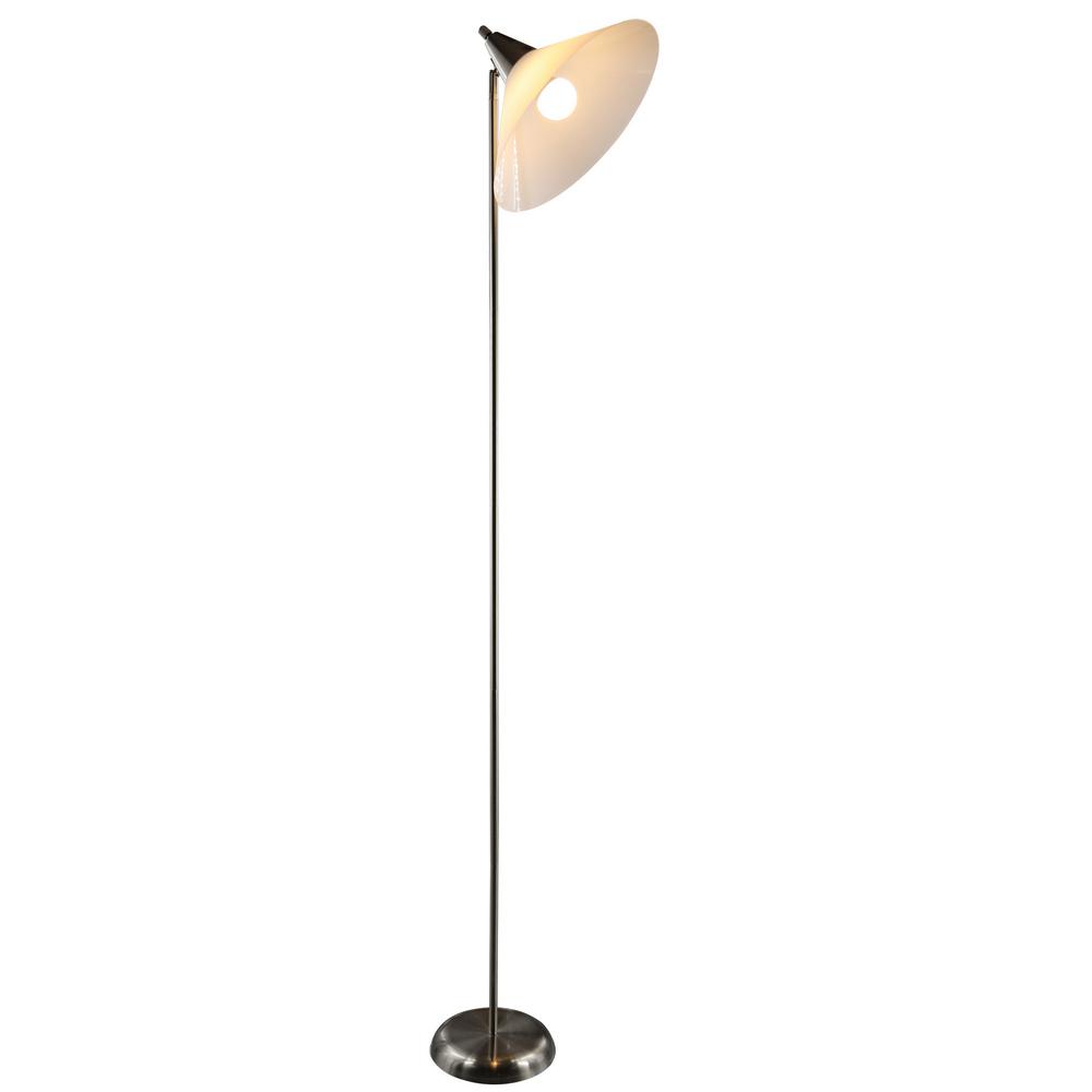 silver floor lamp with shelves