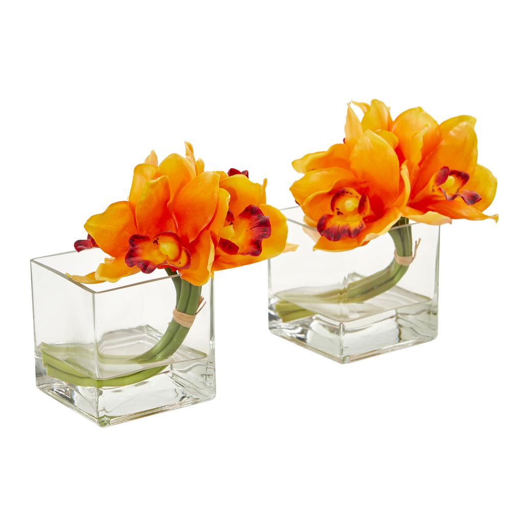 indoor artificial orchid cymbidium arrangement vase glass 1824 nearly s2 natural plant category