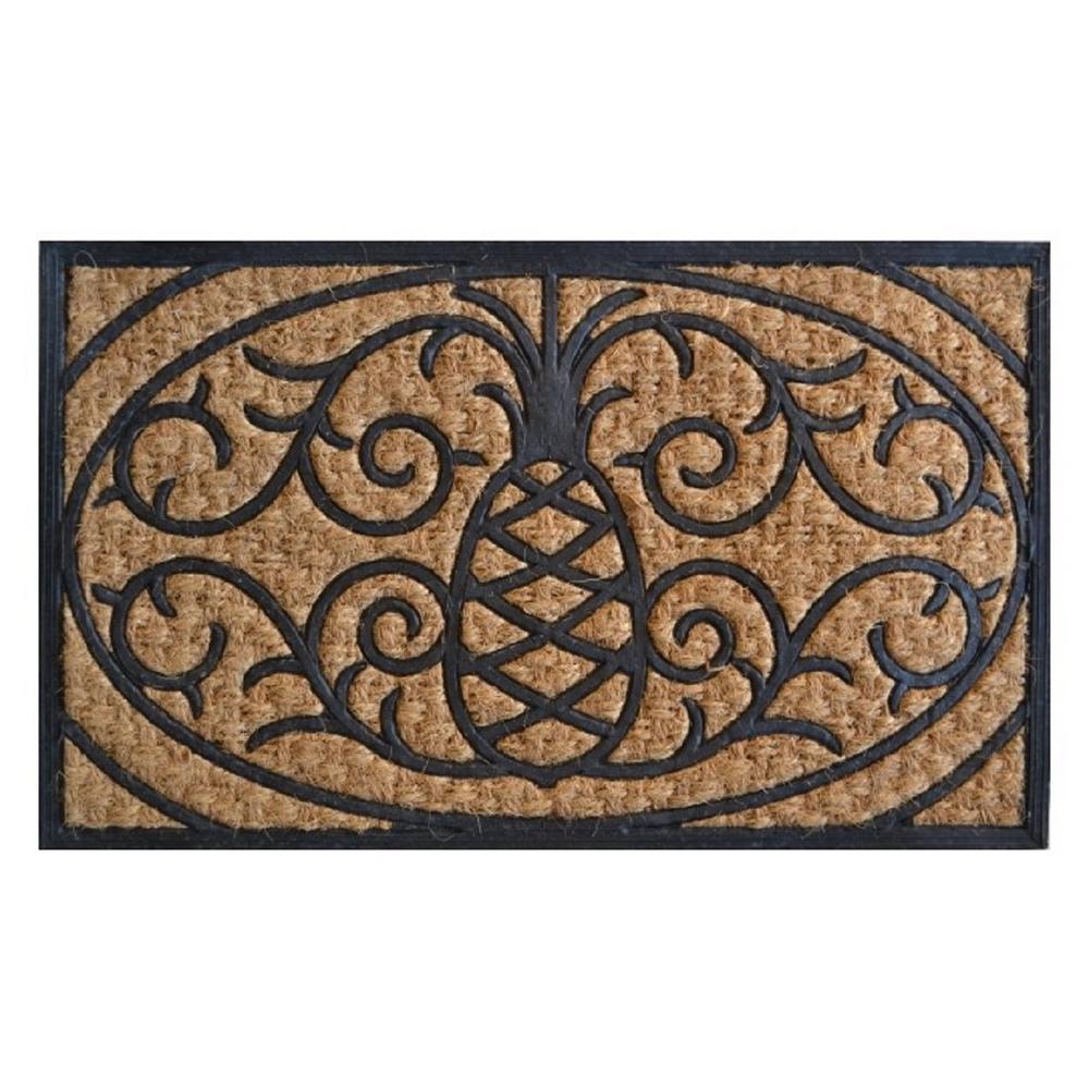 Imports Decor Non Brush Rubber Back Pineapple 30 In X 18 In Coir Door Mat