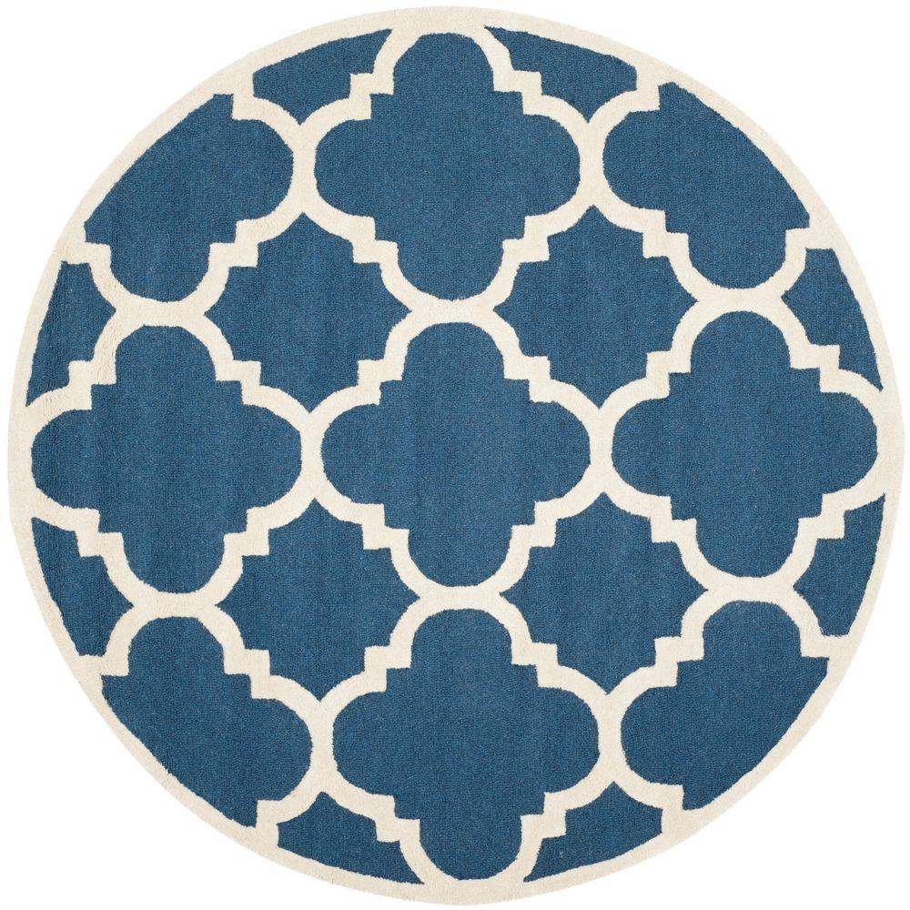 Safavieh Evoke Navy/Ivory 5 ft. 1 in. x 5 ft. 1 in. Round Area Rug