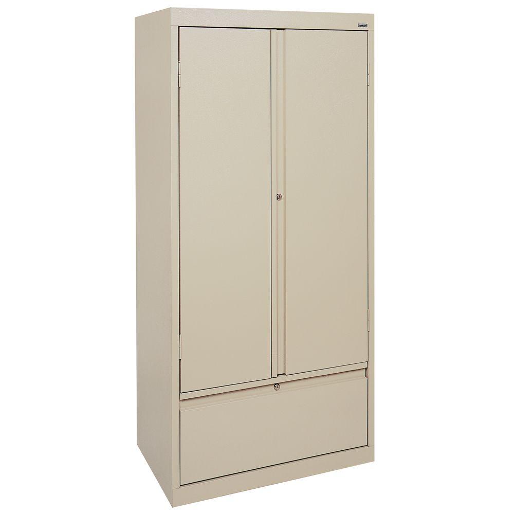 Sandusky Systems Series 30 In W X 64 In H X 18 In D Storage Cabinet With File Drawer In Putty Hadf301864 07 The Home Depot