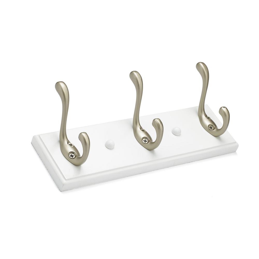 Richelieu Hardware 10 in. L White Board with Satin Nickel Hooks