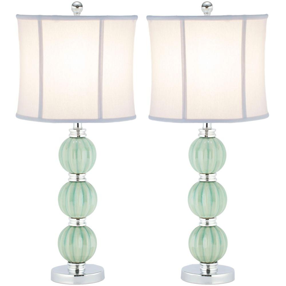 Safavieh Stephanie 25 in. White Linen Globe Lamp (Set of 2)LIT4018A