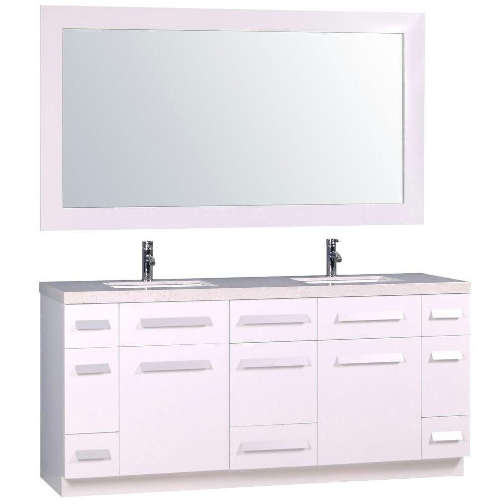 Design Element Moscony 72 in. W x 22 in. D Double Vanity in White ... Design Element Moscony 72 in. W x 22 in. D Double Vanity in White ...