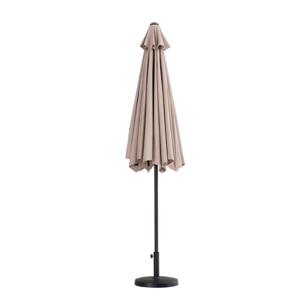 Sunjoy Irene 9 Ft Brown Aluminum Market Patio Umbrella In Tan Canopy A701003101 The Home Depot