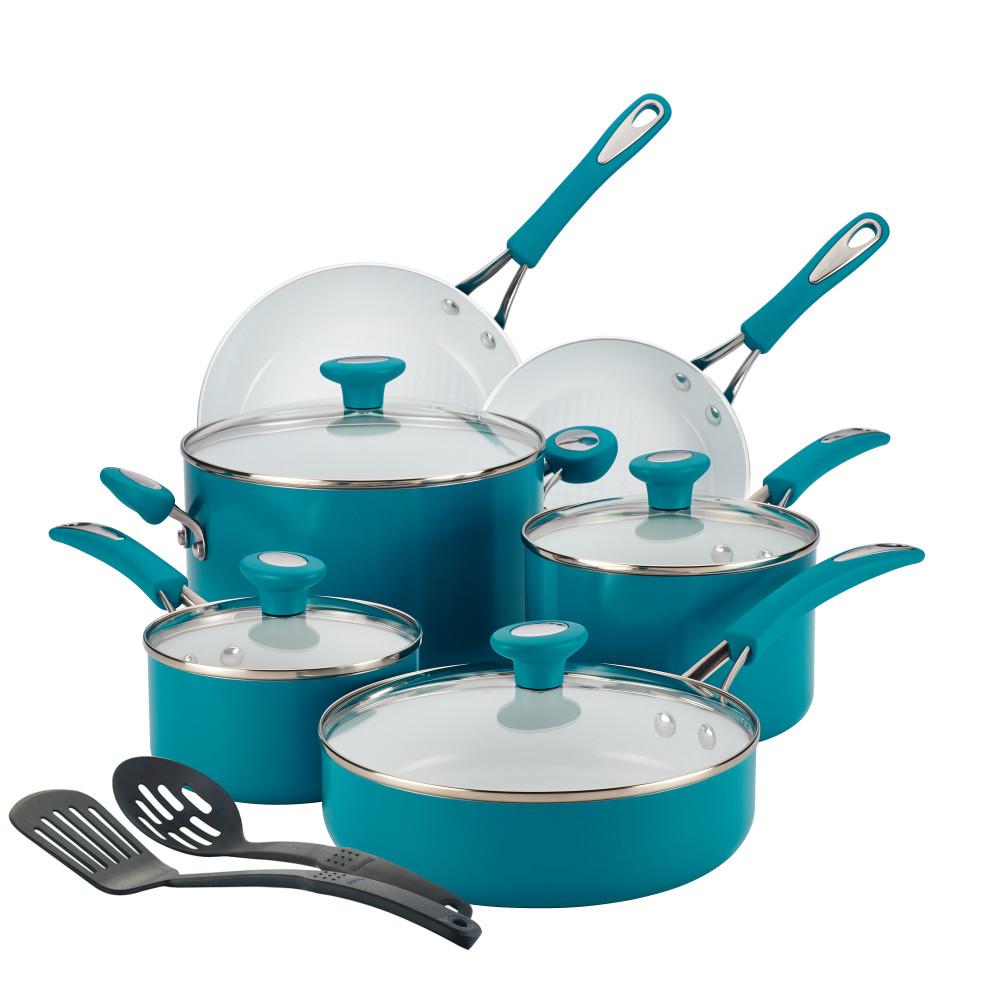 SilverStone Ceramic Cxi 12Piece Marine Blue Cookware Set with Lids