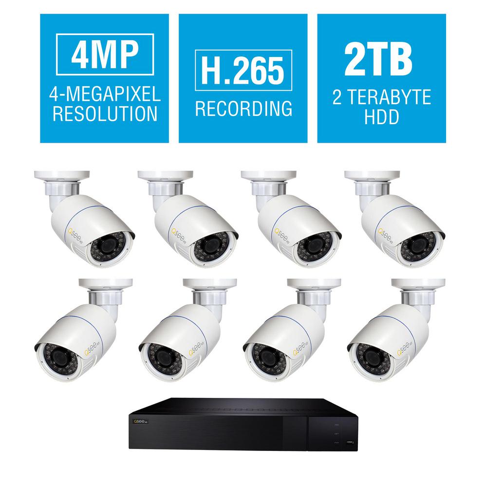 QSEE 16Channel 4K 2TB NVR Surveillance System with 4MP 8Bullet