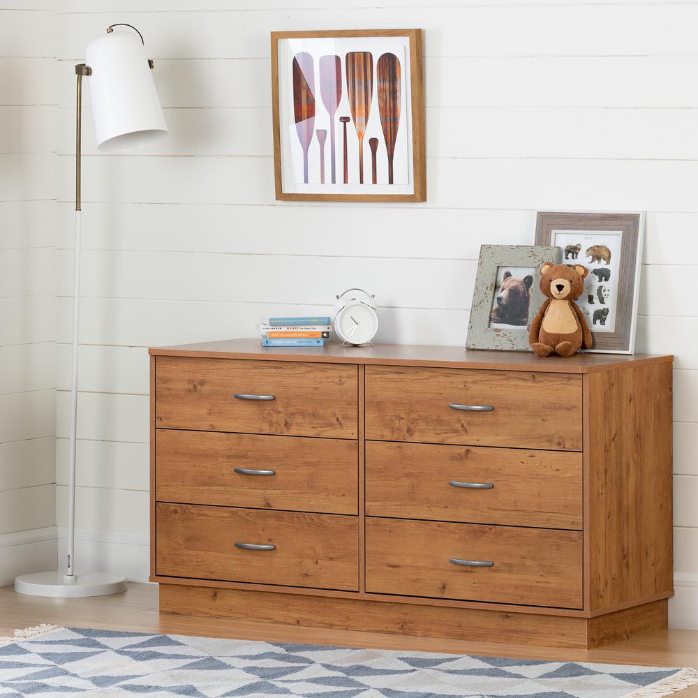 South Shore Logik 6 Drawer Country Pine Dresser 11498 The Home Depot