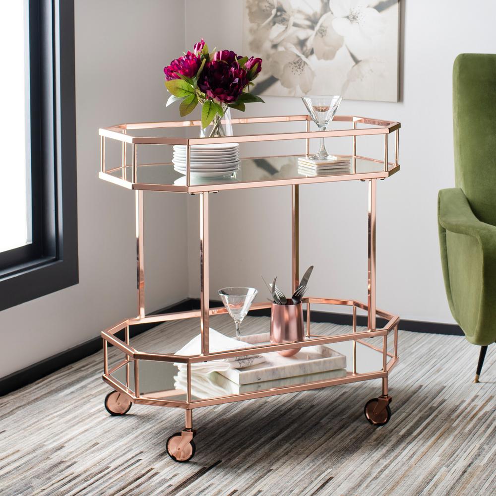 Safavieh Silva 2-Tier Rose Gold Bar Cart-BCT8004A - The Home Depot