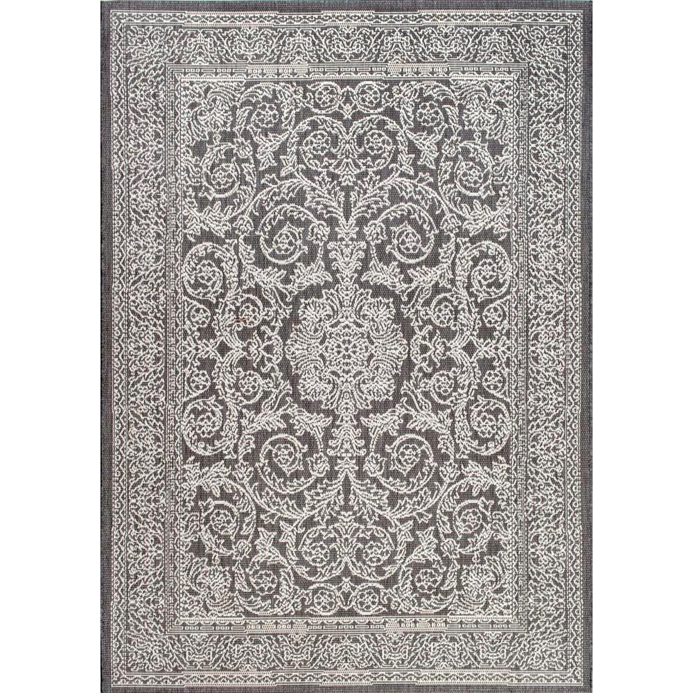 nuLOOM Thomas Paul Floral Medallion Rug Grey Outdoor 5 ft. 3 in. x 7 ft