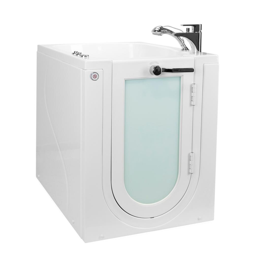 Ella Front Entry 32 in. x 40 in. Walk-In Whirlpool and Micro Bubble Air Bathtub in White with Heated Seat Fast Fill & Drain For Sale