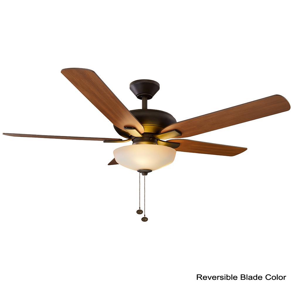 Hampton Bay Holly Springs 52 In Led Indoor Oil Rubbed Bronze Ceiling Fan With Light Kit