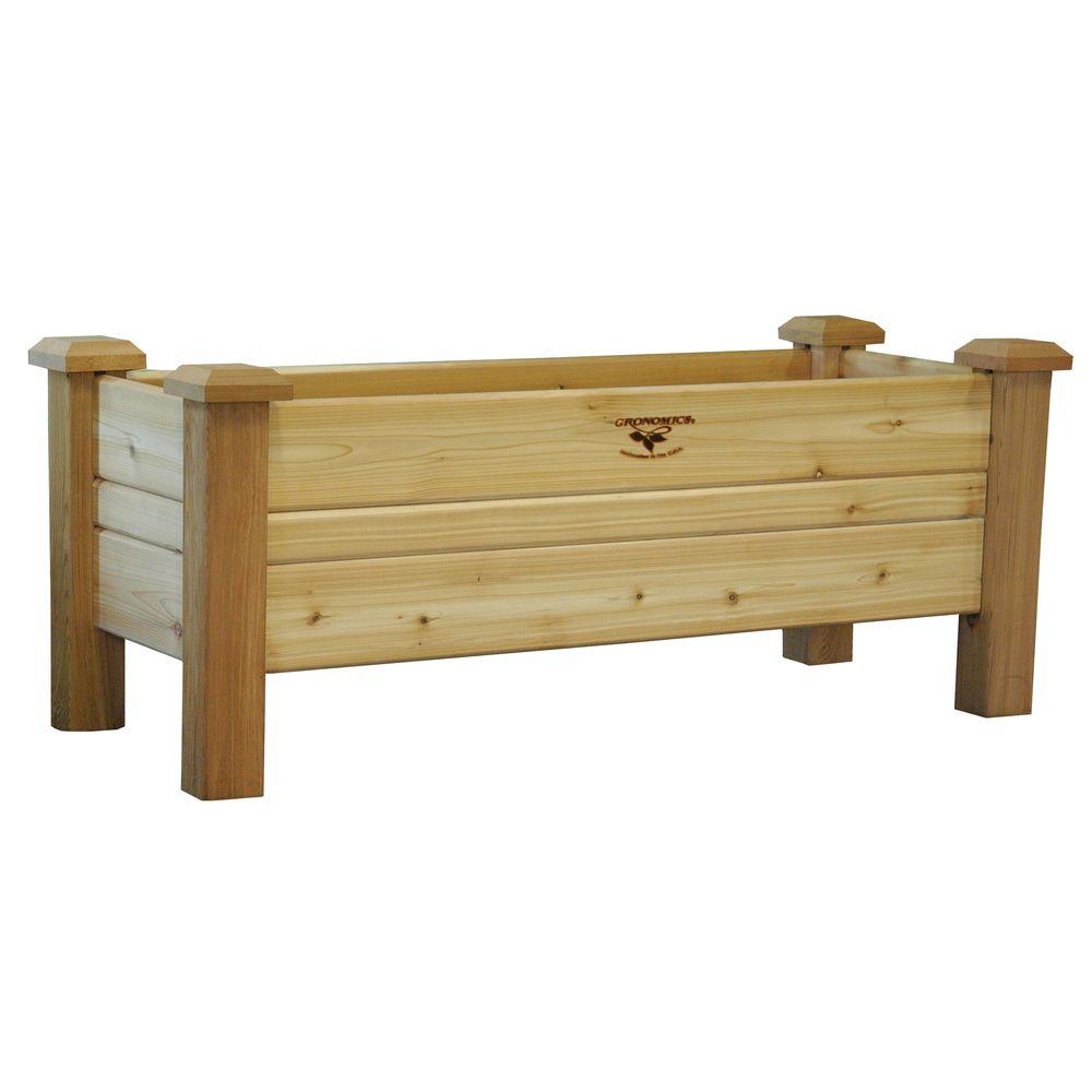 Gronomics 48 in. x 18 in. Unfinished Cedar Planter Box-PB ...